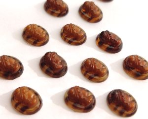 画像3: ns363/ヴィンテージ/ドイツ/ガラスカメオ/ブラウンマーブル/約10×8mm(1個)
