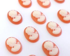 画像2: ns384ヴィンテージ/ドイツ/プラスチックカメオ/アプリコット/約14×10mm/(1個) (2)