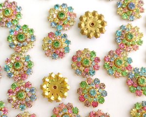 画像2: ヴィンテージ/プリセットパーツ/カラフルフラワー(1個)