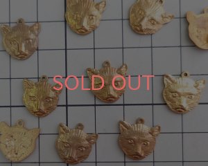 画像2: ヴィンテージ/USA/ブラスチャーム/キャットフェイス(1個)