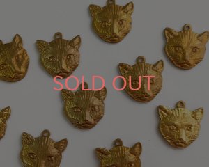 画像1: ヴィンテージ/USA/ブラスチャーム/キャットフェイス(1個)