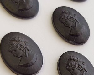 画像3: ns376/ヴィンテージ/ドイツ/ガラスカメオ/ブラック/約18×13mm