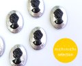 ns376/ヴィンテージ/ドイツ/ガラスカメオ/シルバー×ブラック/約18×13mm