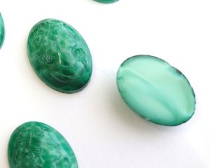 画像2: ns384/ヴィンテージ/ドイツ/ガラスカメオ/ジェイド風/約18×13mm
