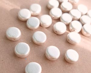 画像1: ウッドパール/ホワイトコイン/約10mm(1個)