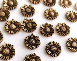 画像1: ヴィンテージ/日本/プラスチック/メタリックデイジー/約13mm（1個）