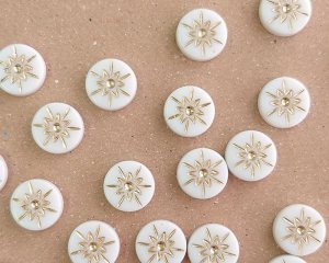 画像1: ヴィンテージ/ドイツ/プラスチック/ゴールドスノーフレーク約10mm（1個）