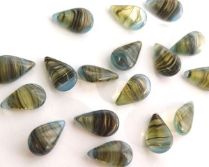 画像1: ヴィンテージ/ドイツ/13×8mm/オリーブストライプ（1個）