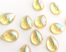 画像1: ヴィンテージ/チェコ/ガラスストーン/イエローオーロラ/15×11mm（1個） (1)