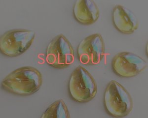画像1: ヴィンテージ/チェコ/ガラスストーン/イエローオーロラ/15×11mm（1個）