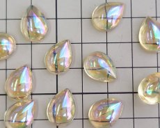 画像2: ヴィンテージ/チェコ/ガラスストーン/イエローオーロラ/15×11mm（1個） (2)