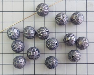 画像2: ヴィンテージ/ドイツ/プラスチック/カットラウンド/メタリックダークシルバー/約12mm（1個）