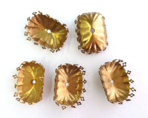 画像2: ヴィンテージ/25×18mm用/ブラスセッティング/クラウン/オクタゴン(1個)