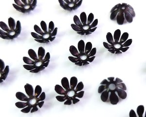 画像1: ヴィンテージ/ドイツ/プラスティック/フラワー252/ブラック（2個）
