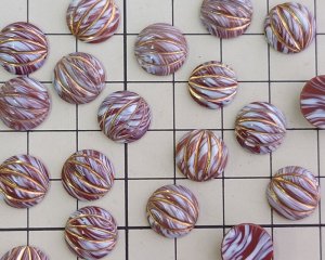 画像2: ヴィンテージ/チェコ/ガラスカボション/ブラウンマーブルゴールド/約11mm(1個)