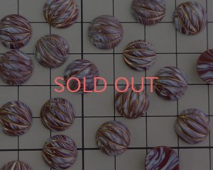 画像2: ヴィンテージ/チェコ/ガラスカボション/ブラウンマーブルゴールド/約11mm(1個)