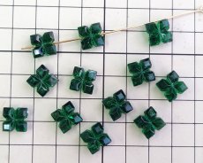 画像2: ヴィンテージ/ドイツ/プラスチック/グリーンカットスクエアフラワー(1個)　33円 (2)