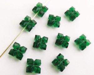 画像1: ヴィンテージ/ドイツ/プラスチック/グリーンカットスクエアフラワー(1個)　33円