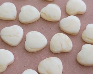 画像3: デッドストック/日本/プラスチック/クリームマーブルハート/約19mm(1個)