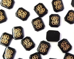 画像2: ヴィンテージ/ドイツ/ガラス/モノグラム/約12×10mm(1個)