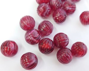 画像1: ヴィンテージ/ドイツ/プラスチック/リブラウンド/クランベリー/約14mm(1個)