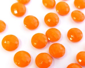 画像1: ヴィンテージ/ドイツ/ガラス/ダブルカット/オレンジ/47ss(1個)