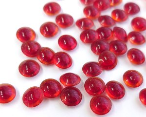 画像1: ヴィンテージ/チェコ/ガラスストーン/シャムレッド/約8mm(1個)