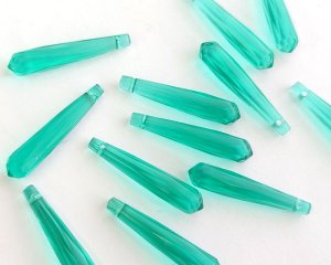 画像1: ヴィンテージ/ドイツ/ルーサイト/カットロングドロップ/クリアブルーグリーン(2個)