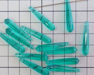 画像2: ヴィンテージ/ドイツ/ルーサイト/カットロングドロップ/クリアブルーグリーン(2個)