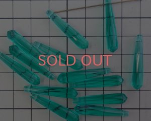 画像2: ヴィンテージ/ドイツ/ルーサイト/カットロングドロップ/クリアブルーグリーン(2個)