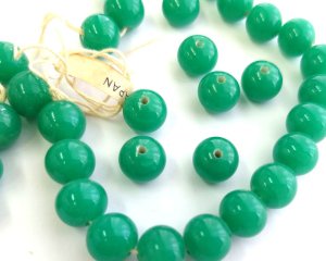 画像1: ヴィンテージ/日本/ランプワークビーズ/ジェイドグリーン/ラウンド(1個)