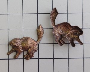 画像3: ヴィンテージ/ブラススタンピング/猫？(1個)