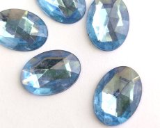 画像3: ヴィンテージ/チェコ/ガラスカボション/ローズカットオーバル//ライトサファイア/約18×13mm(1個) (3)