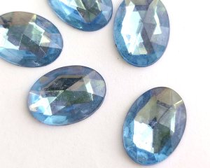 画像3: ヴィンテージ/チェコ/ガラスカボション/ローズカットオーバル//ライトサファイア/約18×13mm(1個)