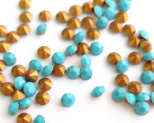 画像1: ヴィンテージ/スワロフスキー/#1100/ターコイズ/25ss(2個)