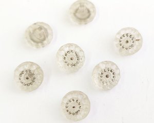 画像1: ヴィンテージ/チェコ/ガラスモールドボタン/シルバードット（1個）