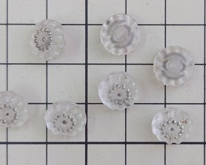 画像2: ヴィンテージ/チェコ/ガラスモールドボタン/シルバードット（1個）
