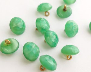 画像1: ヴィンテージ/チェコ/ローズカットガラスボタン（1個）