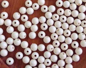 画像1: ヴィンテージ/日本/プラスチック/アイボリーラウンド/5mm（約100個）