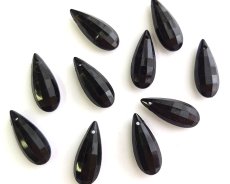 画像1: ヴィンテージ/ドイツ/プラスチック/ブラックカットドロップ/約22mm（1個） (1)