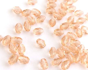 画像1: チェコガラスビーズ/ファイアポリッシュオーバル/ピーチ/約6×4mm（10個）