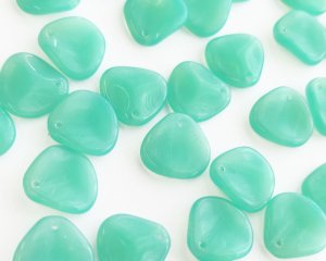 画像1: チェコガラスビーズ/ローズペタル/ミルキーターコイズ/約13mm(2個)