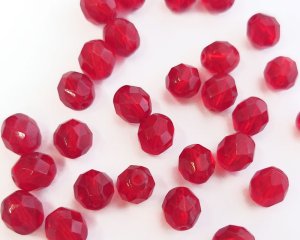 画像1: チェコガラスビーズ/ファイアポリッシュ/8mm/ライトガーネット(6個）