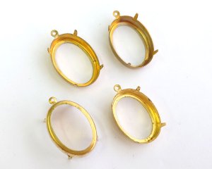 画像1: ヴィンテージ/25×18mmオーバル用/ブラスセッティング/オープンバック/1リング(1個)