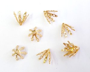 画像2: ブラス/ビーズキャップE/10×13mm/ゴールド(2個)
