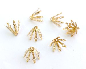 画像1: ブラス/ビーズキャップE/10×13mm/ゴールド(2個)