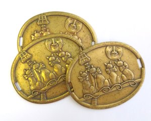 画像3: ヴィンテージ/ブラススタンピング/夜の猫たち(1個)