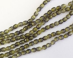 画像1: チェコガラスビーズ/ファイアポリッシュ/3mm/イエローグリーン×グレー(20個）