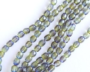 画像1: チェコガラスビーズ/ファイアポリッシュ/3mm/イエローグリーン×ブルー(20個）