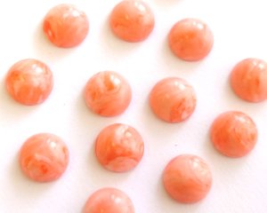 画像1: ヴィンテージ/日本/プラスチックカボション/コーラルマーブル/約8mm(1個)